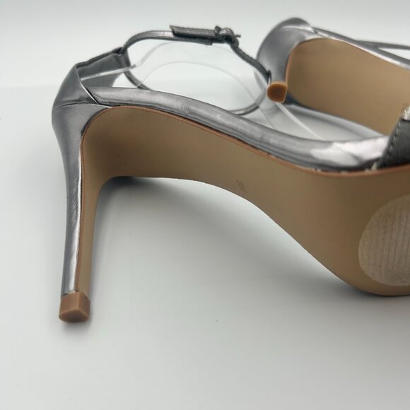 Steve Madden Stecy Silver Rhinestrone Heels Sz 8 Strappy Sandals LN - Picture 5 of 5